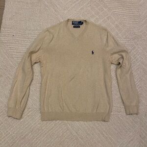 Men's Ralph Lauren Beige V-Neck Sweater - Size Small